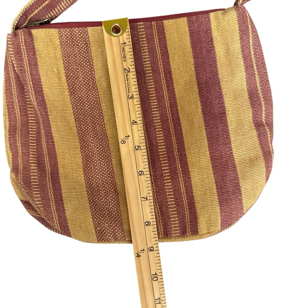 Boho Striped Shoulder Bag in Tan and‎ Brick Red